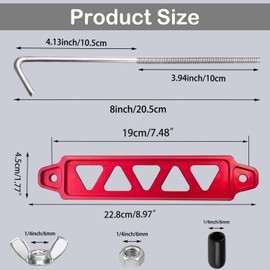 Tnisesm Red Billet Aluminum Battery Hold Down Bracket with 18-8(304) Stainless Steel 8 inch bolts J bolts