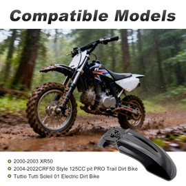 Front Fender Mudguard Compatible with Ebike Tuttio Soleil 01, CRF50 Style 125CC Pit PRO Trail Dirt Bike & 2000-2003 XR50 | Motorcycle/Ebike Front Guard with Screws & Mounting Accessories