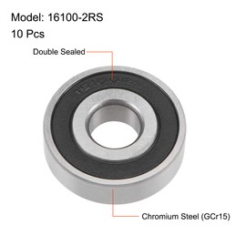 sourcing map 16100-2RS Deep Groove Ball Bearings 10mm x 28mm x 8mm Double Sealed Chrome Steel P0(ABEC1) 10pcs