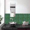 Green Peel and Stick Backsplash Herringbone Tile, Renter Friendly Backsplash