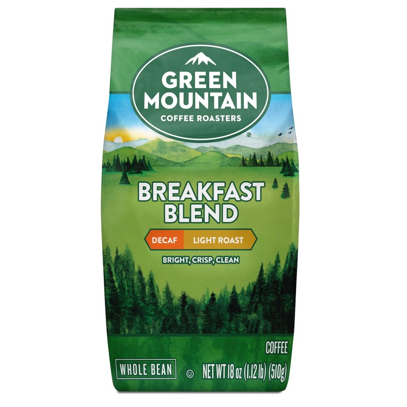 Green Mountain Coffee Roasters Breakfast Blend Decaf, Whole Bean Coffee,