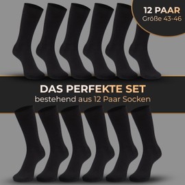 WEISSMANTEL 12 x Men's Cotton Socks, Black, black, 39 - 42