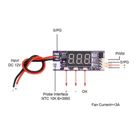 PWM Fan Speed Control Module, DC 12V 3A 4Pin PWM Fan Speed Control Module, Automatic Temperature Controller NTC Sensor for 3000mA Fan