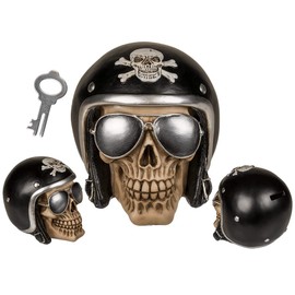Biker Skull Money Box 16 x 13 cm