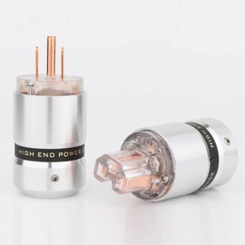 Monosaudio Power Plug Pure Copper 3 Pin Power Connector DIY Power Plug Max Wire 19MM Aluminum Alloy Shell Crystal Clear Audio Power Plug Inlet Plug IEC320C13 Connector Pair High End Audio Grade AC