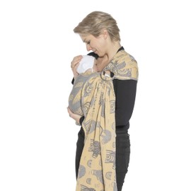 SCHMUSEWOLKE Ring Sling Baby Sling Hybrid Summer Muslin - Organic Cotton 70 x 215 cm Baby Size Toddler Size Newborn and Toddlers 0-24 Months 3-16 kg - Design SlowDown