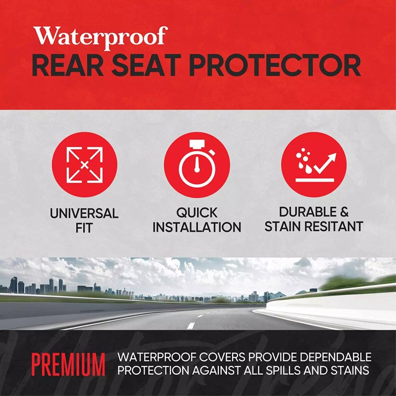 Motor Trend Waterproof Rear Bench Seat Protector Interior Back Seat
