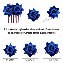 PMELCXD 4 Pieces Rose Hair Clip Flower Hairpin Rose Brooch Floral Clips Women Rose Flower Hair Accessories（Navy blue）