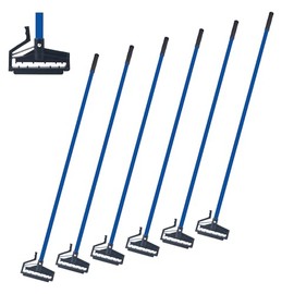 Matthew Easy Trigger Release Mop Handle 60 inch Metal Mop Stick,Commercial Mop Head Replacement Holder for Floor Cleaning,Clip On Mop Handle Quick Change for Wet Mop Handle - 6Pack Blue