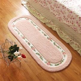 ABREEZE Rose Flower Area Rugs for Living Room Bedroom Non Slip Door Mat Ultra Soft Washable Rug Absorbent Bath Rug Floor Mat Carpet Kitchen Mat 17.71x49.21 Inch Pink