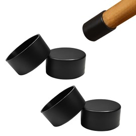 BOPOREAE 2 Pcs 2-15/16" (74.5 mm) Round Chair Leg Tips Caps, Silicone Rubber Furniture Leg Floor Protectors, Reduce Noise Folding Metal Chair Leg Cap Replacement for Bar Stool Leg Patio Indoor, Black