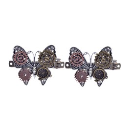 LALAFINA 2pcs Steampunk Gear Alloy Butterfly Hair Clips Elegant Spring Hair Accessories for Women Unique Barrette for Daily Use Parties for Girls