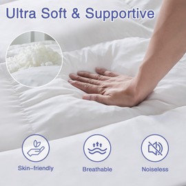 WhatsBedding 4 inch Memory Foam Mattress Topper King Size for Back Pain, Breathable Fluffy Shredded Memory Foam Filled Pillow Top, 4 Anchor Elastic Bands, 80x78x4 Inch