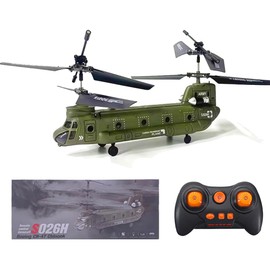 GkGk RC Transport Helicopter Toy, S026H Military Remote Control Aircraft Plane with Altitude Hold, One Key take Off/Landing and Low Battery Reminder for Teenagers and Beginners