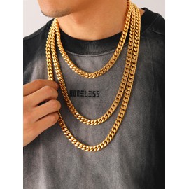 Thick Gold Cuban Chain Necklace,9mm Cuban Link Chain for Men,Hip Hop Gold Chain Jewelry,20"