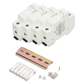 6PCS Solar PV Fuses 4PCS DIN Rail Mount Fuse Holder Photovoltaic Cylindrical Fuse Set DC1000V 32A