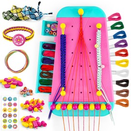 Children's Day Gift Friendship Bracelet Making Kit for Girls, Arts and Crafts for Kids String Bracelets Maker Craft, Birthday String Bracelets Gifts(Pink)
