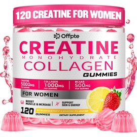 Creatine for Women with Collagen & BCAAs, 120 Ct Creatine Gummies for Women