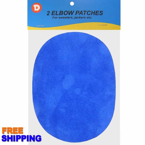 Two Faux-Suede Iron-On Elbow Patches 4.5 x 5.5 in Color - Royal Blue