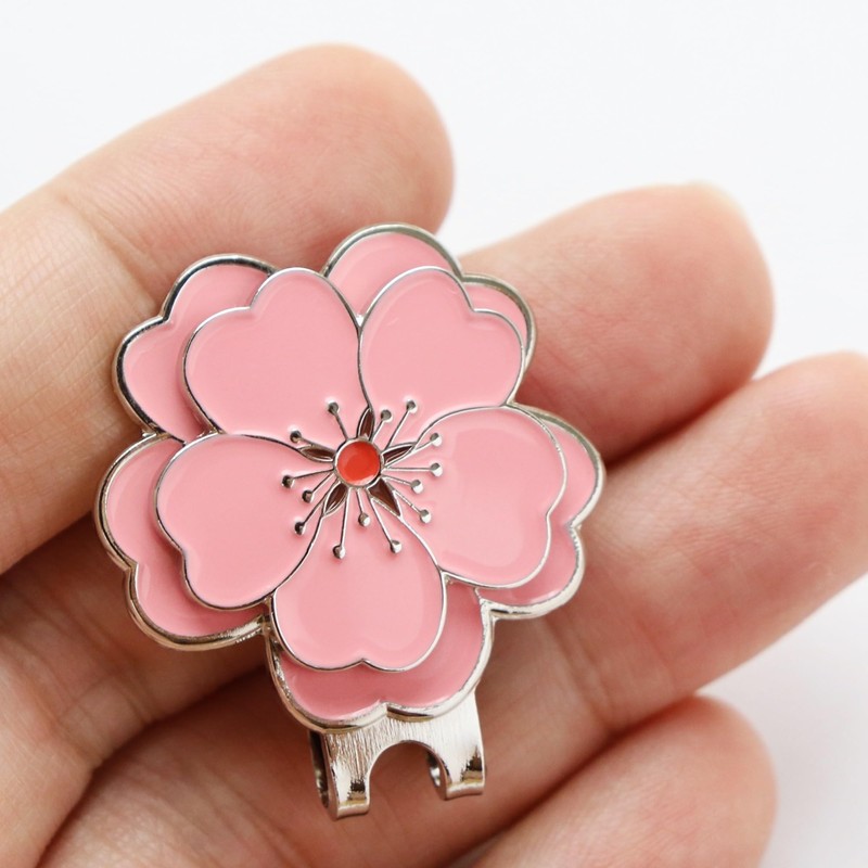 Cherry Blossom Golf Marker Hat Clip Magnetic Detachable Cherry Petal