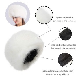 Soul Young, Women's Faux Fur Hat, Winter Hat, Warm Soft Hat, Disposable Packaging - White