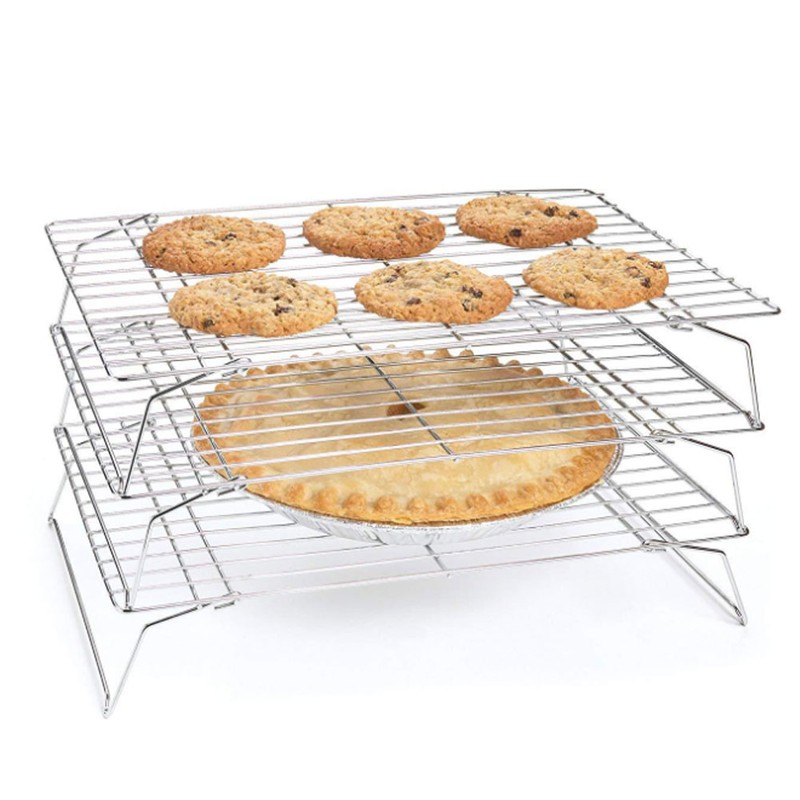 3‑Tier Cooling Rack Collapsible Folding Legs for Cookies Cakes Kitchen