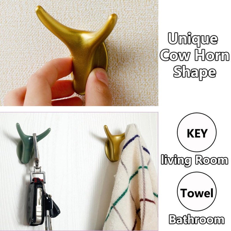Household Storage Bathroom Hook Towel Hooks 8-Pack Plastic Ox Horn