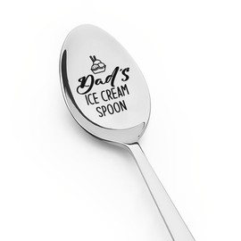 Dad's Ice Cream Spoon Gifts for Dad Fathers Day Gift for Father Birthday Christmas Gifts for Papa Daddy Dad Engraved Spoon I Love You Dad Gifts from Daughters Sons Dad Tea Coffee Spoons