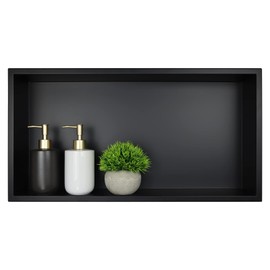 Bernkot Stainless Steel Shower Niche 24" X 12" Matte Black No Tile Needed Recessed Shower Shelf for Bathroom Storage Over Mount Installation