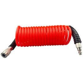 Darnassus Polyurethane Recoil Air Hose, Air Compressor Hose with 1/4" Swivel Fittings, for Industrial, Household, Garage, Station (15 FT, Red)