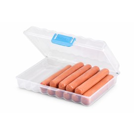Recipiente para Guardar SALCHICHAS en refrigerador  Contenedor Hermético para Jamón, Tocino y Embutidos con Cierre Seguro de Clip                     
