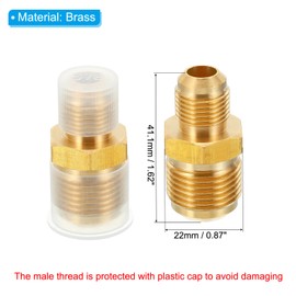 PATIKIL 3/8" Male Flare x 5/8" Male Flare Connector, SAE 45 Degree Flare Brass Adapter Reducing Union Pipe Coupling Flare Pipe Fitting for Air, Gas Pipes