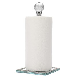 Sumnacon Paper Towel Holder, Crystal Free Standing Paper Towel Roll Holder for Bathroom Bling Kitchen Countertop Towel Holder Gorgeous Silver Paper Towels Holder for Kitchen Bathroom Countertop