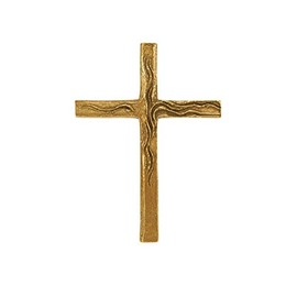 Modern Wall Cross with Ornament in Bronze. This wall cross indicates that water gives life. 14.0 x 10.0 cm