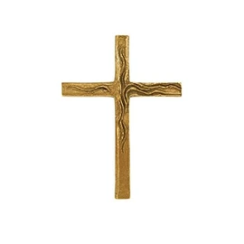Modern Wall Cross with Ornament in Bronze. This wall cross indicates that water gives life. 14.0 x 10.0 cm