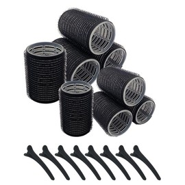 Women's Simple Style Plain Color Hair Curler and Clip, 16pcs Casual Trendy Hair Curler Set for Women & Girls, Basic Hair Styling Tool for Daily Use, National Day Offers - Color: Black, Size: one-size