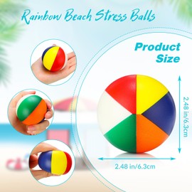 Jerify 48pcs Mini Beach Balls 2.5 Inch Rainbow Beach Stress Balls Small Pool Balls Beach Stress Relief Toys for Summer Birthday Beach Hawaiian Party Favors Water Pool Games (Classic Color)