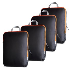 OW-Travel Easy to Organise Compression Packing Cubes for Suitcases. 4 Medium Travel Cubes for Travel Bag Backpack Luggage. Travel Accessories Gifts Holiday Essentials. 4Pcs Black