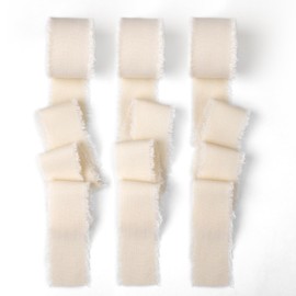 Mlurcu Ivory Cotton Linen Ribbon 1.5" x 21 Yds Cream Boho Vintage Rustic Ribbon for Gift Wrapping Wedding Invitations Bridal Bouquets DIY Crafts