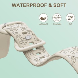 Strisinho Floral Engraved Bands Compatible with Garmin Vivoactive 5/Venu/Venu Sq/Venu 2 Plus, 20mm Flower Pattern Sport Wristband for Garmin Forerunner 165/55/245/645/Vivoactive 3 Women Men