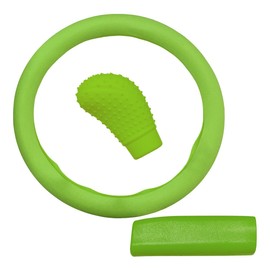 UHANBUT 3PCS Silicone Car Steering Wheel Cover Set, Anti-Slip Car Steering Wheel & Handbrake & Gear Shift Cover, Universal Auto Interior Decoration Protector for Most Vehicles (Green)