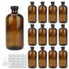 16oz Glass Bottles, Maredash 12 Pack Amber Glass Storage Bottles