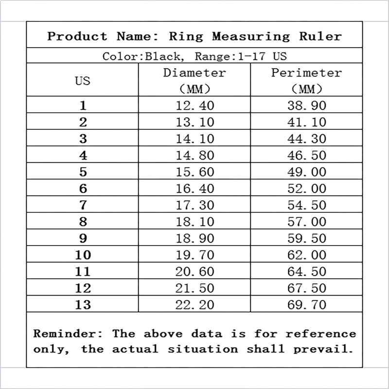 1 Pack US Ring Sizer Measuring Gauge, 1-17 US Rings