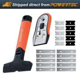 Powertec Razor Blade Scraper Tool Set with 20 Blades - 3.5" & 1.5" Scrapers Remover 72066
