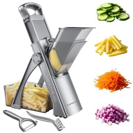 SupMaKin Cortador de mandolina Seguro y Mejorado para Cocina, Cortador de Patatas Ajustable, Picador de Cebolla y Verduras, Cortador de Patatas Fritas