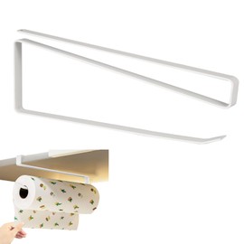Under Cabinet Kitchen Paper Holder Towel Bar Towel Rack Paper Towel Holder Dispenser Under Cabinet Paper Roll Holder Kitchen Bathroom Hanging Paper Towel Rack Hanger for Over Door Easy Installation No Drilling Required Hanging Cabinet White