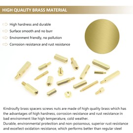 421 Pieces M2.5 M3 M4 Male Female Hex Brass Standoffs Spacers Screws Nuts Kit, Kindroufly Brass Standoffs Assortment Kit for PCB Motherboard