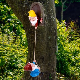 Ubamdom Climbing Gnomes Tree Faces Decor, Outdoor for Yard - Cute Gnome Garden Statue Art Resin Dwarf Sculpture for Tree, Funny Garden Gnome Peeker Sculpture Yard Patio Art