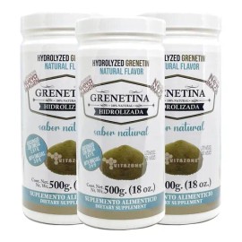 3 Botes Grenetina Hidrolizada Natural 500 Grs Pretty Bee                                                                                              