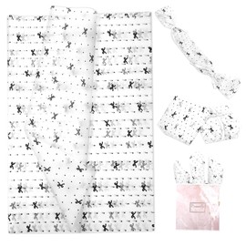 60 Pcs Bow Wrapping Paper,Black and White Wrapping Paper,Black Bows White Tissue Paper for Gifts Bags,Coquette Bow Bridal Shower Wrapping Papers,Birthday Party Packing Supplies DIY Crafts (20 x 28")